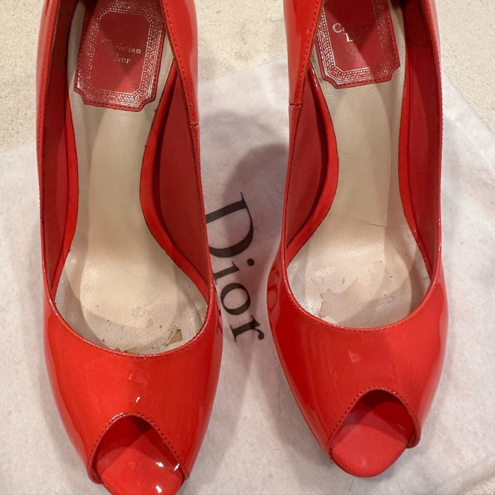 Dior Pink and Red Heels Peep Toe - Picture 10 of 12